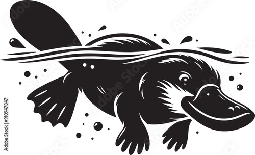 Platypus Silhouette isolated on white background Minimalist Platypus vector shape icon
