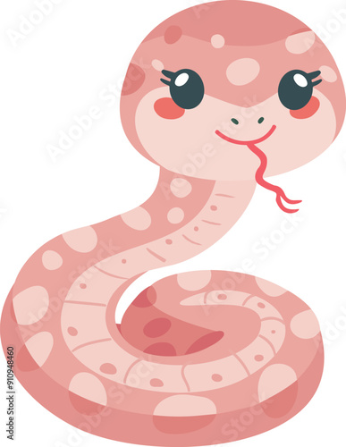 巳年のピンクの蛇のイラスト