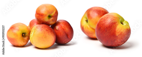 ripe peach on white background