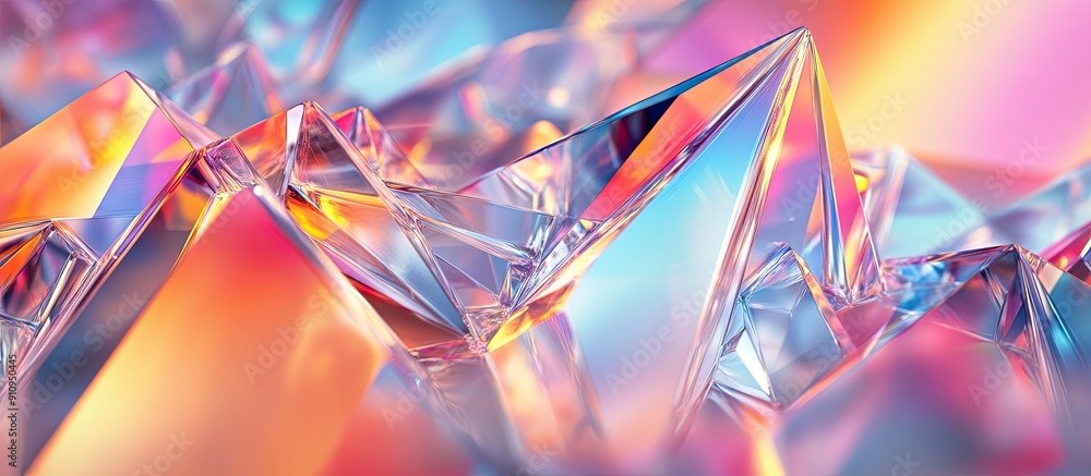 Iridescent AI rendering of abstract layered crystal glass background Iridescent AI rendering of abstract layered crystal glass background