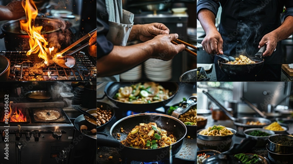 Fototapeta premium A Culinary Symphony: The Art of Asian Cuisine in Action