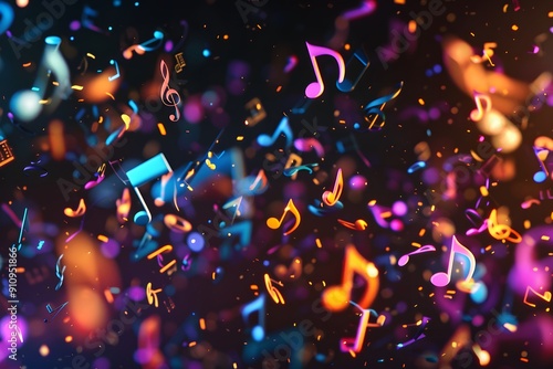 Abstract Colorful Music Notes. Abstract background with colorful music notes. Ideal for music related themes.