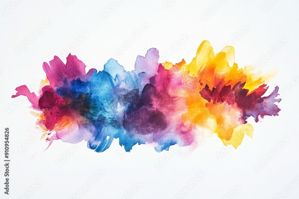 Fototapeta premium Spectrum Burst: An energetic fusion of vibrant watercolor splashes dances across a pristine canvas, igniting creativity and imagination. 