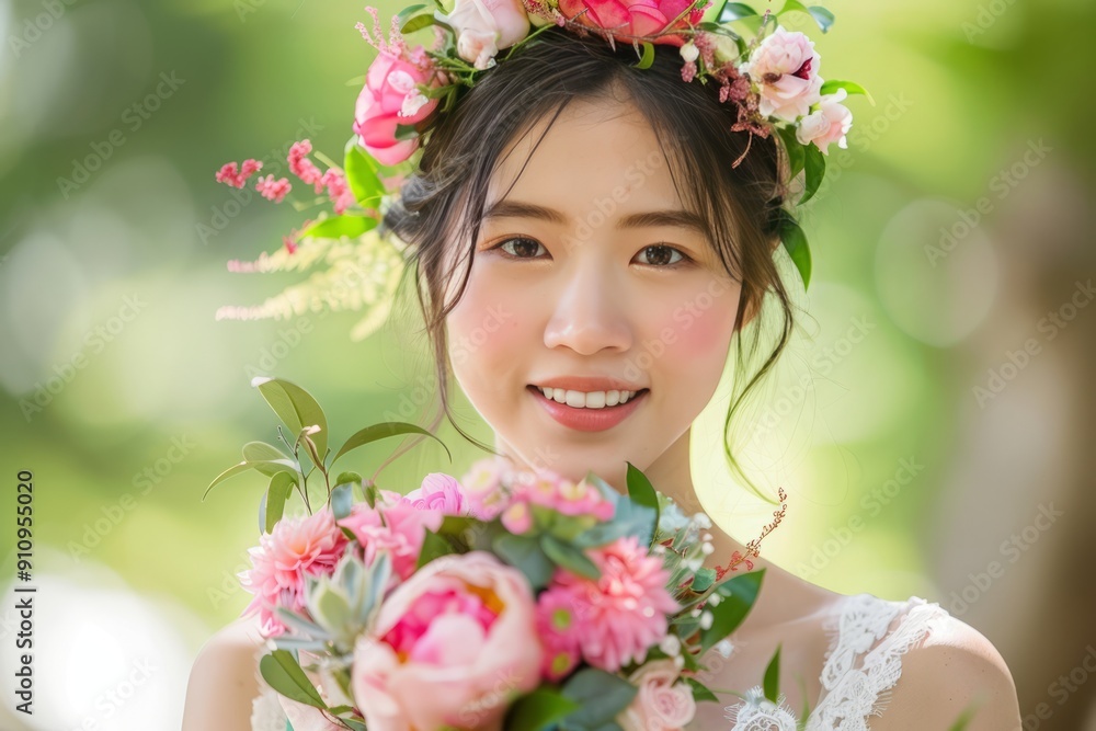 Elegant Woman in Garden