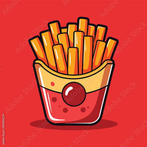 french fries with ketchup vector illustration