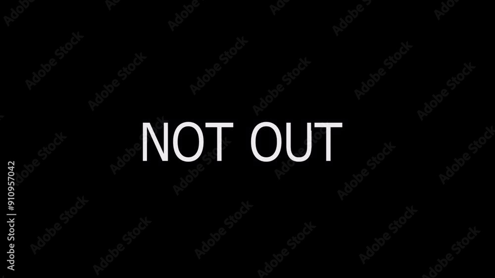 NOT OUT white color cricket sign. logo design with black background.3d illustration NOT OUT white color cricket sign. logo design with black background.3d illustration