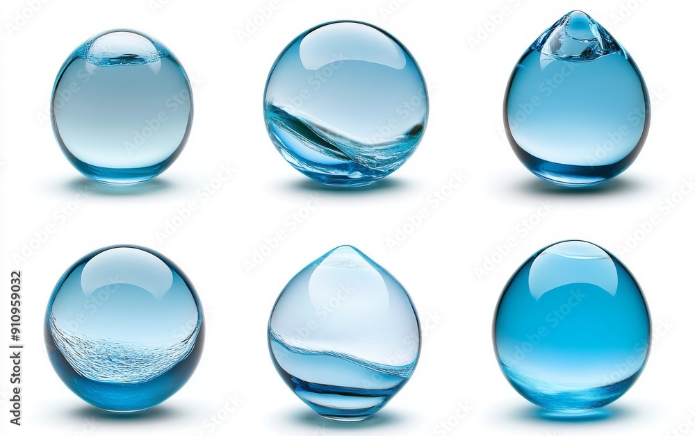 Set of different blue ice rocks isolated on white background Set of different blue ice rocks isolated on white background