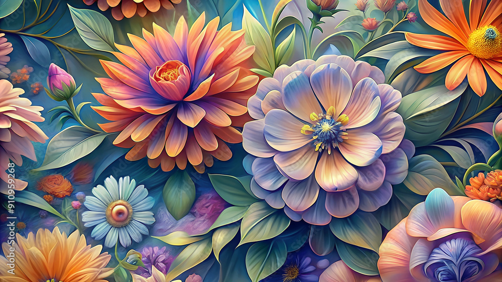 3D Floral Background in Pastel Tones 3D Floral Background in Pastel Tones