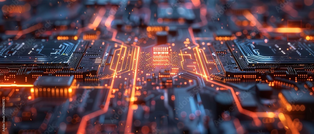 Fototapeta premium processor computer hardware with modern electrical pathways