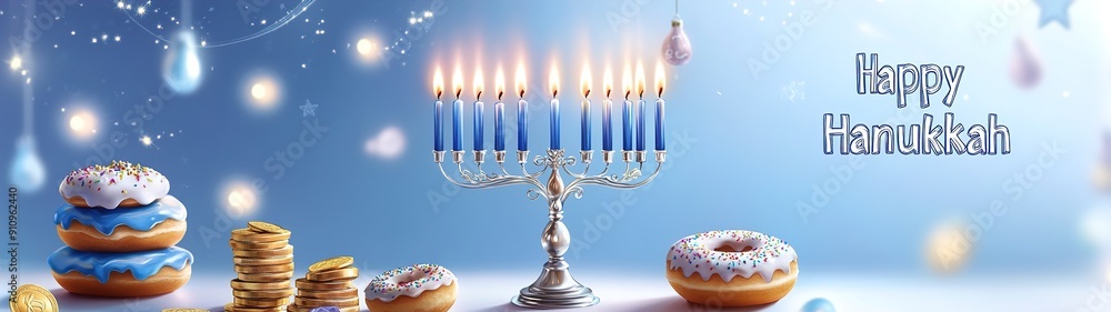 Happy Hanukkah.Festive of lights.vector Happy Hanukkah.Festive of lights.vector