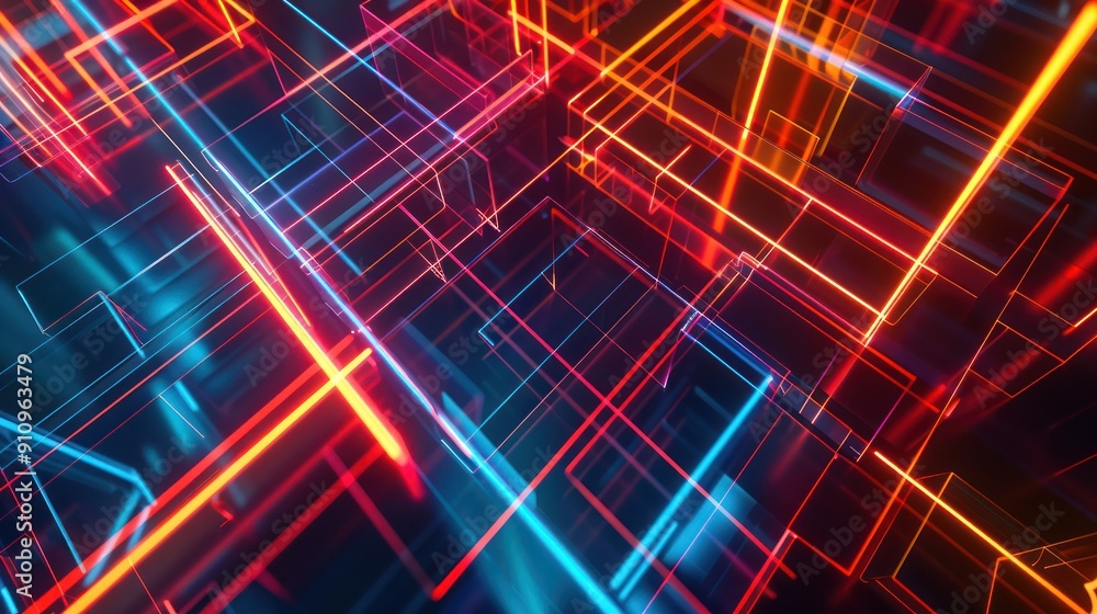 Abstract Neon Light Grid Abstract Neon Light Grid
