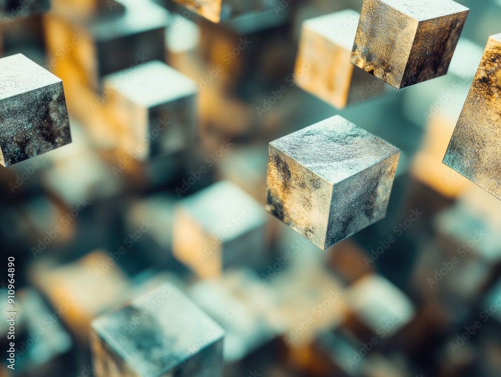 Metal Cubes Floating Metal Cubes Floating