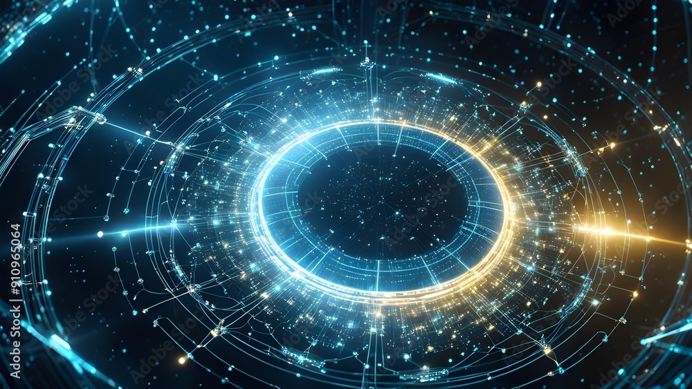 Obraz premium A glowing circle with a yellow and blue center