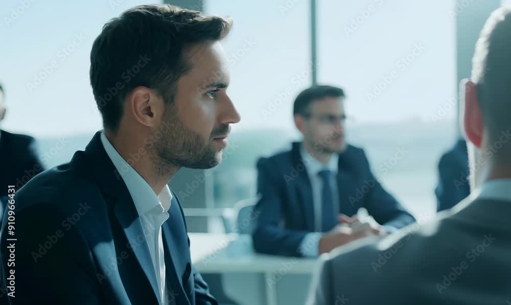 Group of business people in a meetingSelective focus on the man Group of business people in a meetingSelective focus on the man