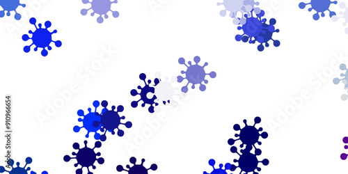 Light blue, green vector background with covid-19 symbols.
