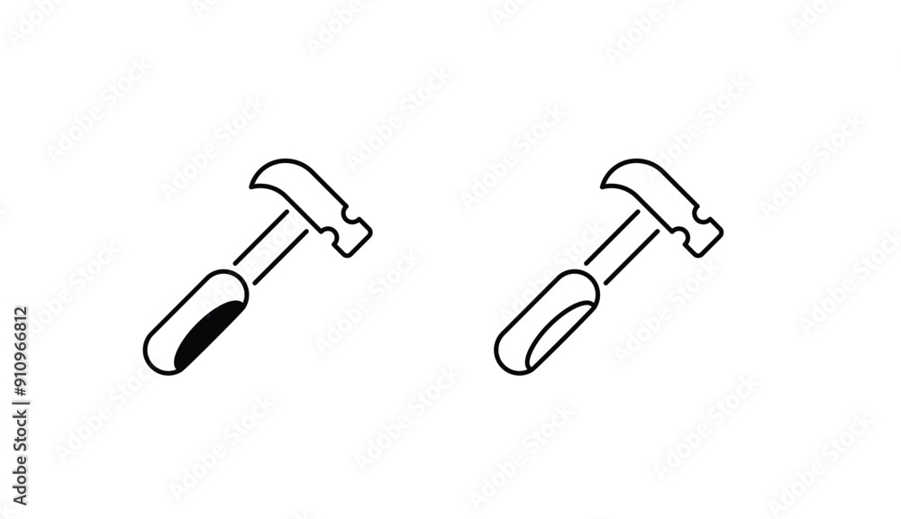 Hammer icon design with white background stock illustration