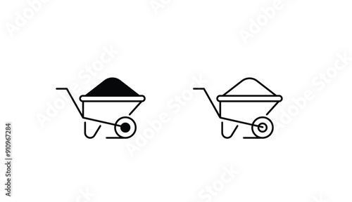 Wheelbarrow icon design with white background stock illustration