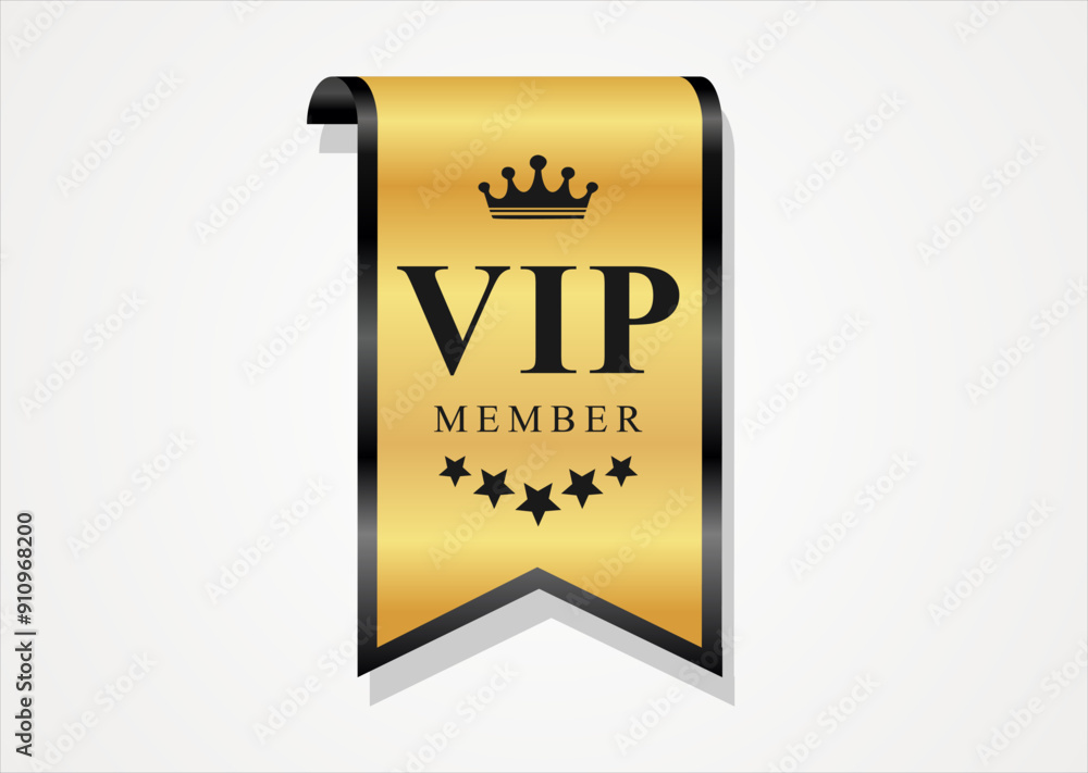VIP member emblem black and gold isolated on gray background VIP member emblem black and gold isolated on gray background