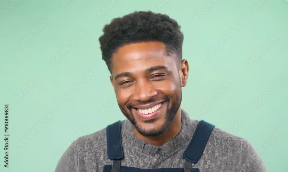 Portrait of a smiling african american worker against green background Portrait of a smiling african american worker against green background