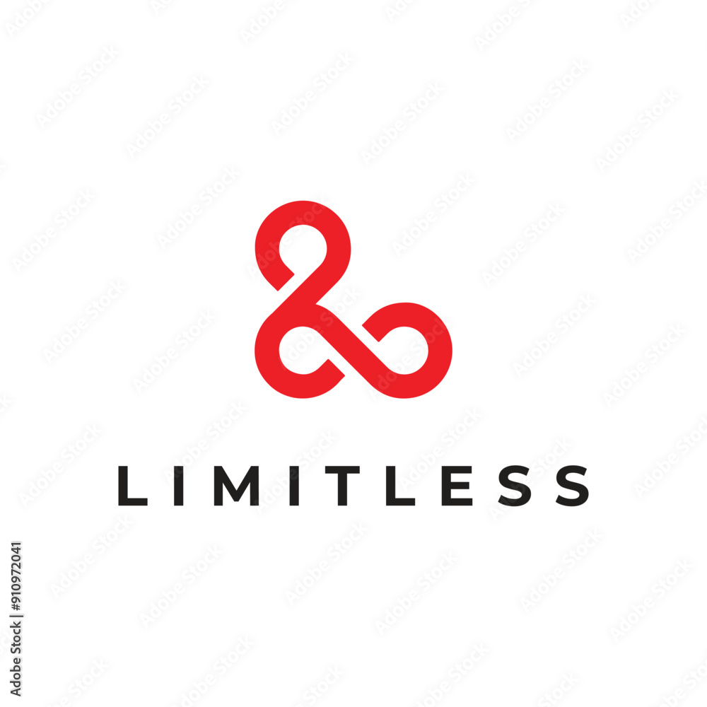 This is a flat simple logo that depicts two infinity symbols forming an initial letter L in red color that stands for Limitless This is a flat simple logo that depicts two infinity symbols forming an initial letter L in red color that stands for Limitless