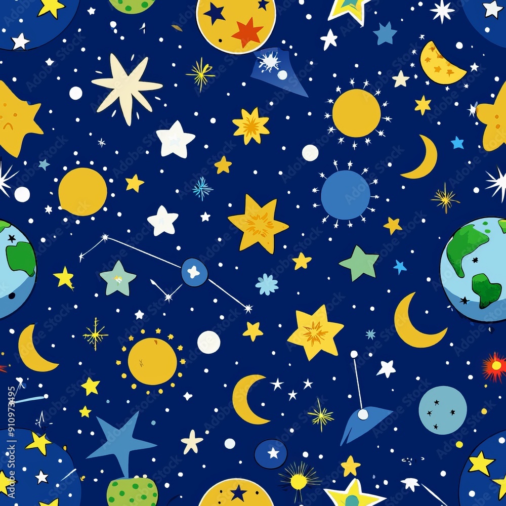 Seamless pattern of starry night skies and constellations Seamless pattern of starry night skies and constellations