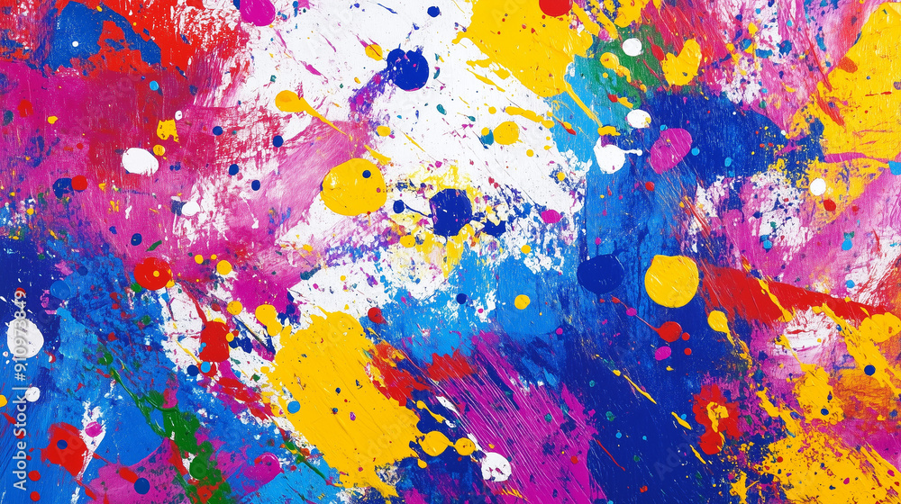 Colorful Abstract Paint Splatter, Dynamic Art with Copy Space Colorful Abstract Paint Splatter, Dynamic Art with Copy Space
