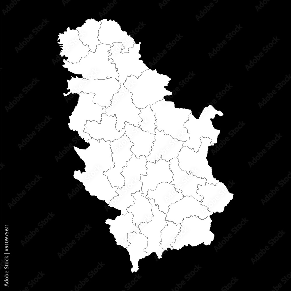 Obraz premium Serbia map with administrative districts. Vector illustration.