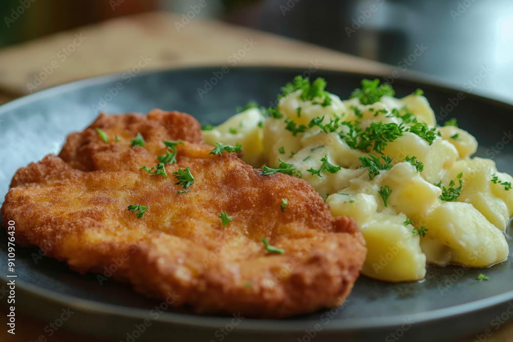 Traditional Řízek - Classic Czech Breaded Pork Cutlet with Creamy Potato Salad Traditional Řízek - Classic Czech Breaded Pork Cutlet with Creamy Potato Salad