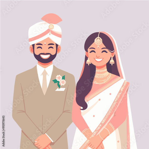 Bride and groom on wedding day, marriage ceremony. Just married love couple, newlyweds 