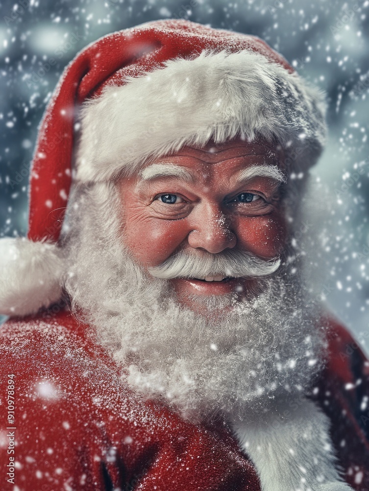 A close-up of a person wearing Santa's iconic red and white attire, perfect for holiday-themed projects or festive occasions A close-up of a person wearing Santa's iconic red and white attire, perfect for holiday-themed projects or festive occasions