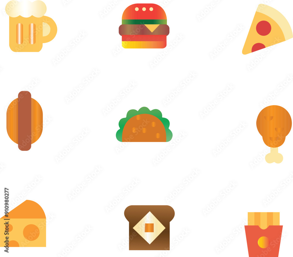 illustration of a fast-food icons set illustration of a fast-food icons set