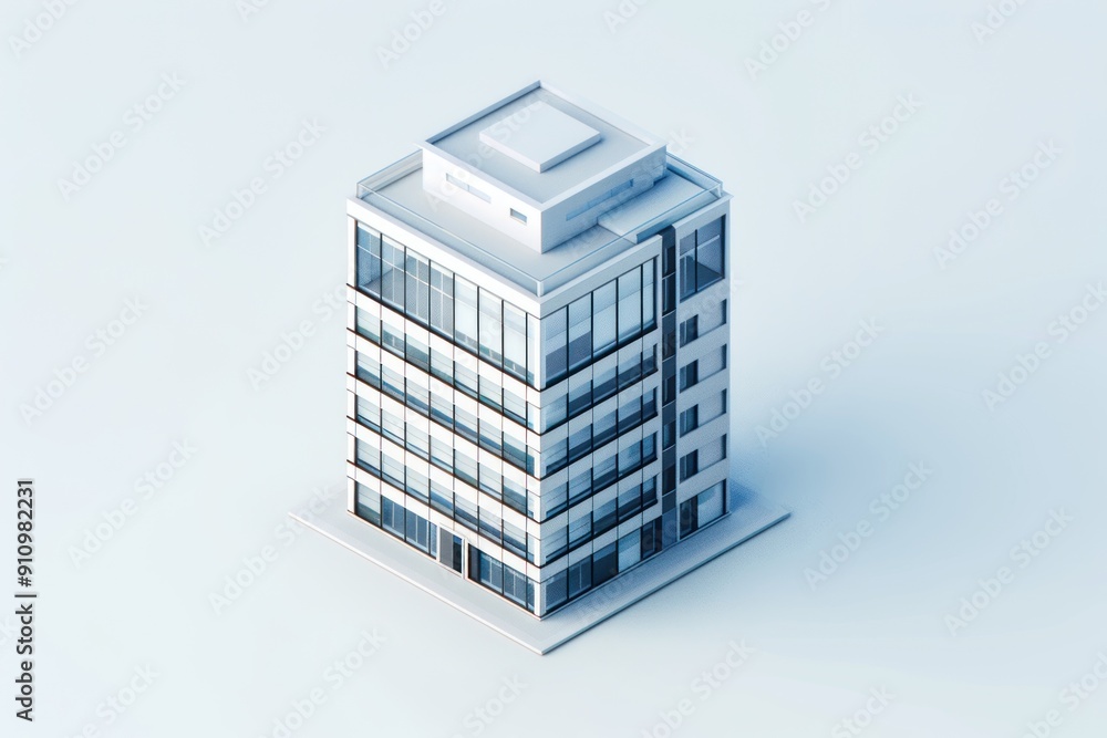 Minimalist 3D Render of a Modern Glass Office Building Minimalist 3D Render of a Modern Glass Office Building