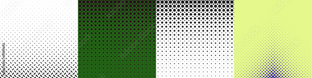 Abstract geometric halftone pattern set Abstract geometric halftone pattern set