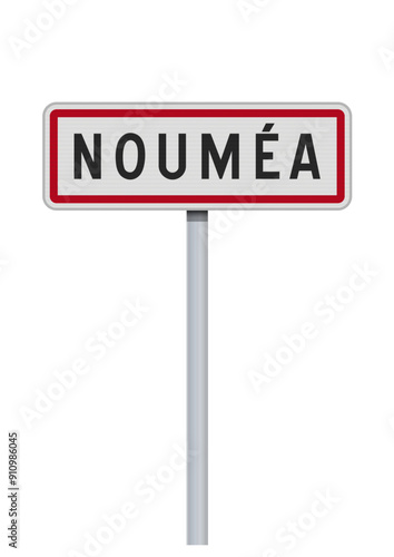 Panneau d'entrée de la ville de Nouméa (Nouvelle-Calédonie) en vectoriel