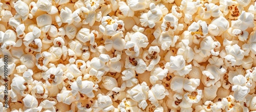 Background with scattered popcorn forming a snack pattern ideal for a copy space image