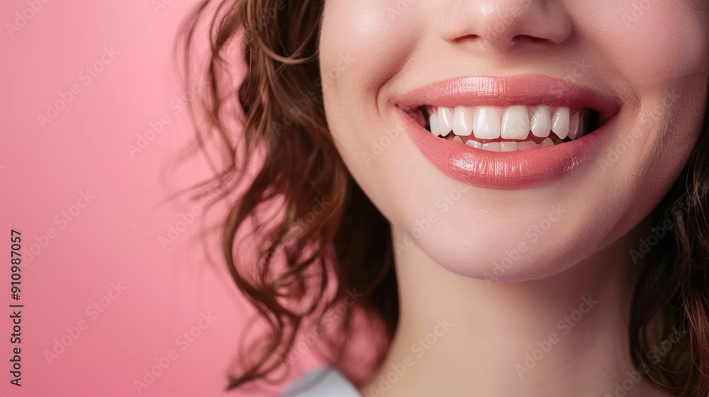 Close up of a smiling woman with white teeth Close up of a smiling woman with white teeth