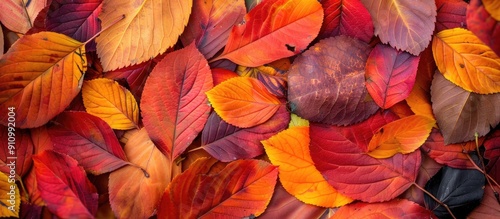 Background featuring colorful autumn leaves with copy space image available