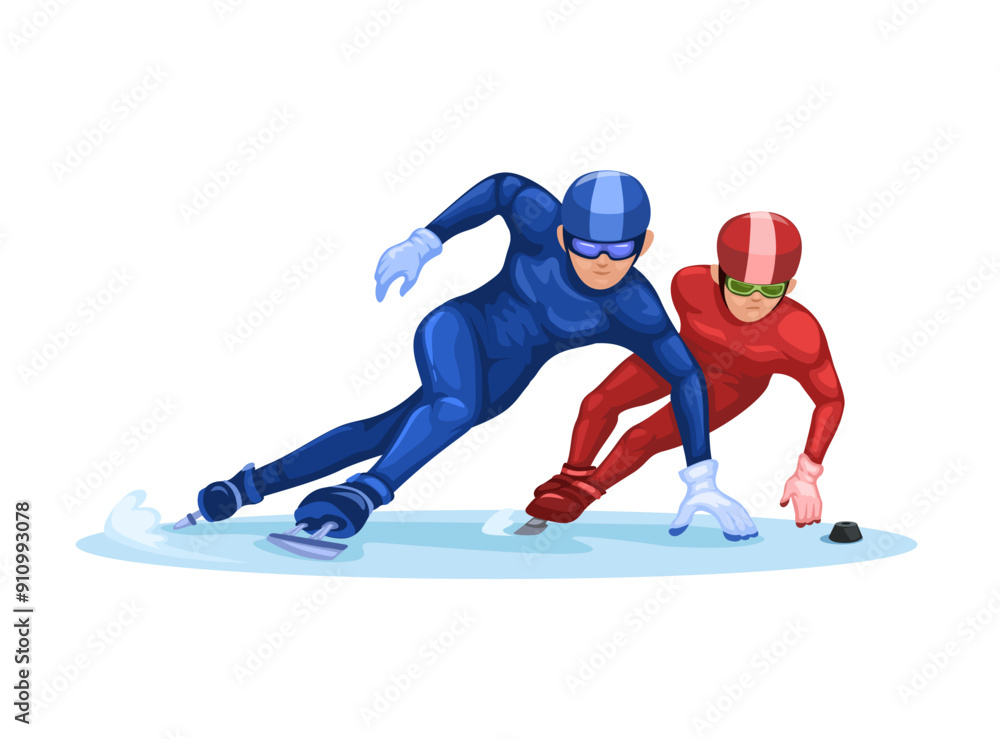 Obraz premium Speed Skating Sport Cartoon Illustration Vector