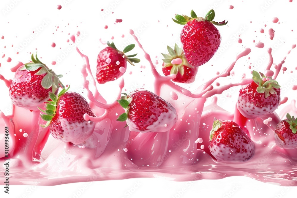Various strawberries floating in mid-air Various strawberries floating in mid-air