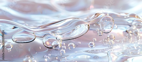 Close up of a clear cosmetic cream gel with bubbles on a smooth inviting background of a skincare serum ideal for product showcasing with copy space image