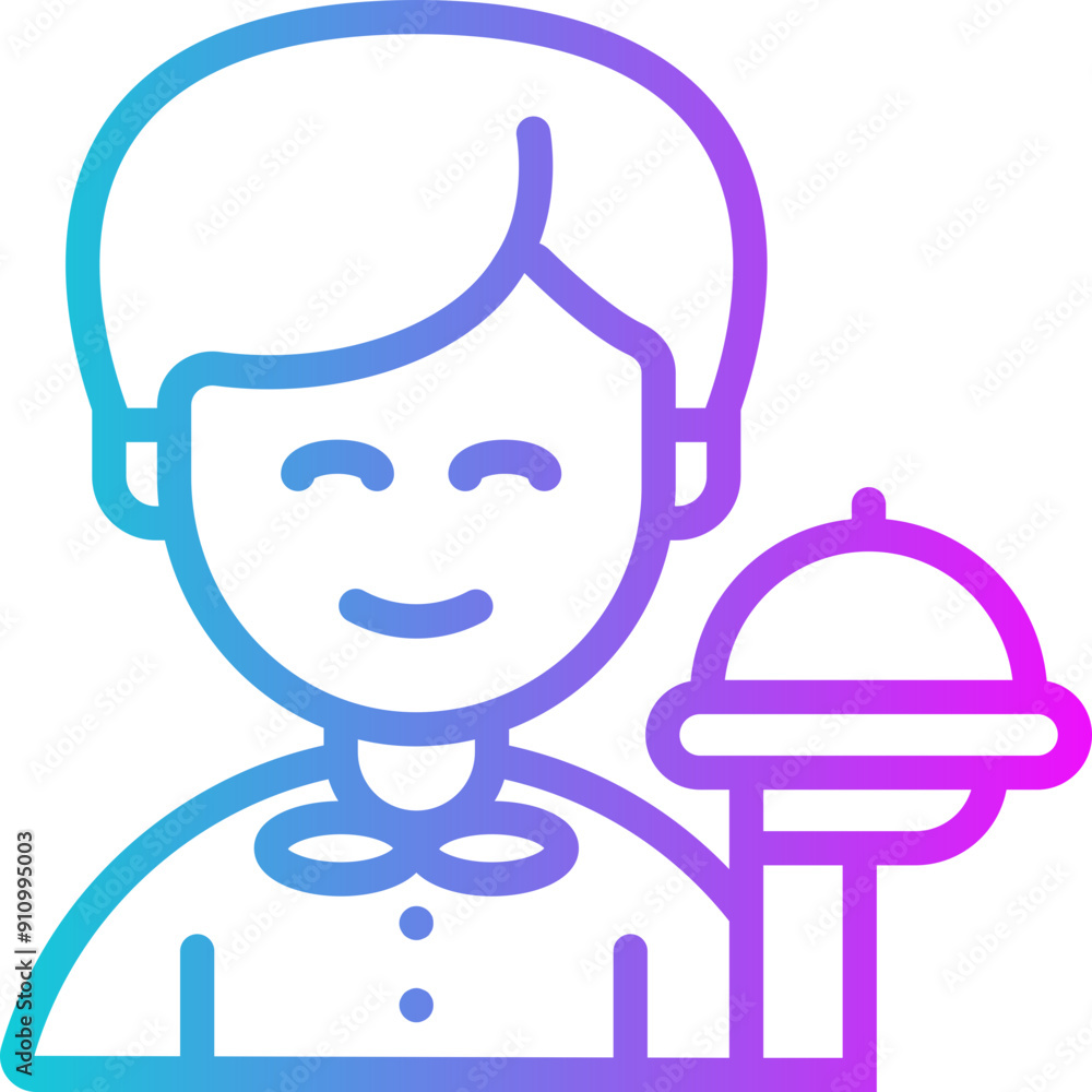 Waitress Gradient Icon Design Vector Waitress Gradient Icon Design Vector