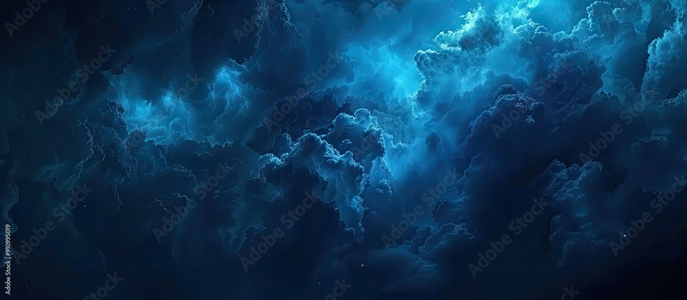 Dusk sky filled with dark blue tones and large moody storm clouds creating a dramatic atmosphere for the twilight and night ideal for a copy space image Dusk sky filled with dark blue tones and large moody storm clouds creating a dramatic atmosphere for the twilight and night ideal for a copy space image