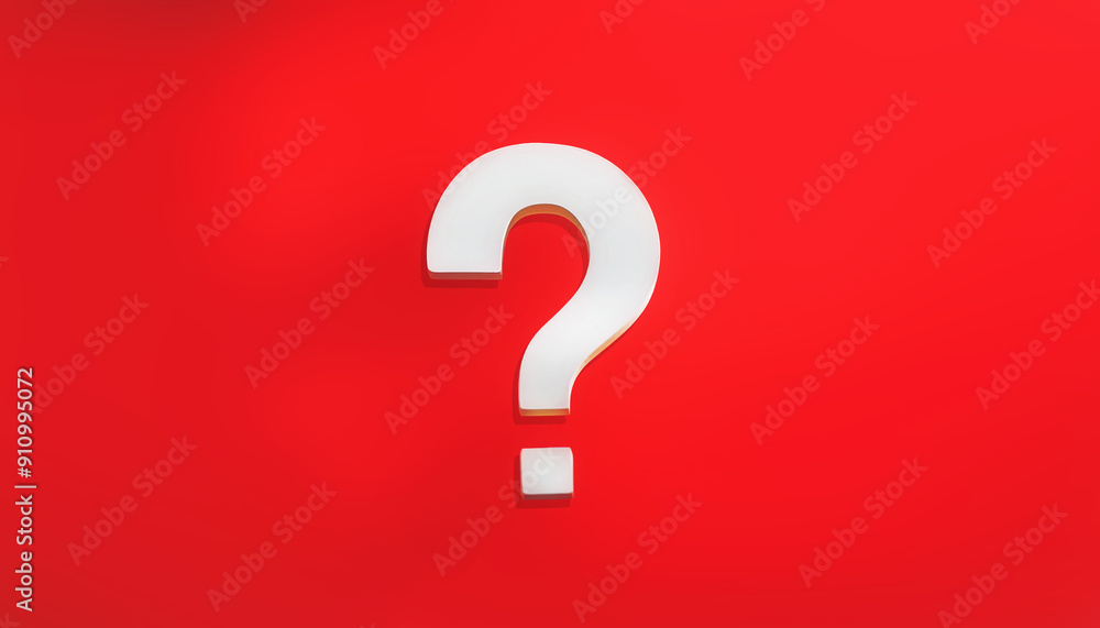 A simple white question mark on a vibrant red background, symbolizing inquiry and curiosity in a minimalist style. A simple white question mark on a vibrant red background, symbolizing inquiry and curiosity in a minimalist style.