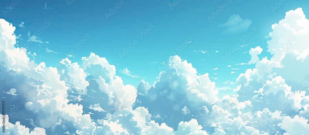 Scenic blue sky with fluffy white clouds in a random pattern perfect for a copy space image Scenic blue sky with fluffy white clouds in a random pattern perfect for a copy space image