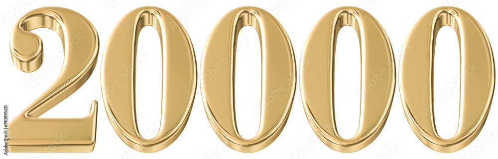 Golden 3D Number Followers 20000 Golden 3D Number Followers 20000