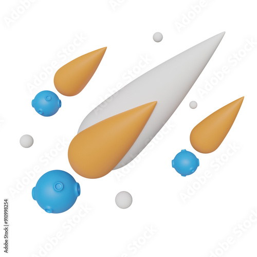 orange comet 3d illustration