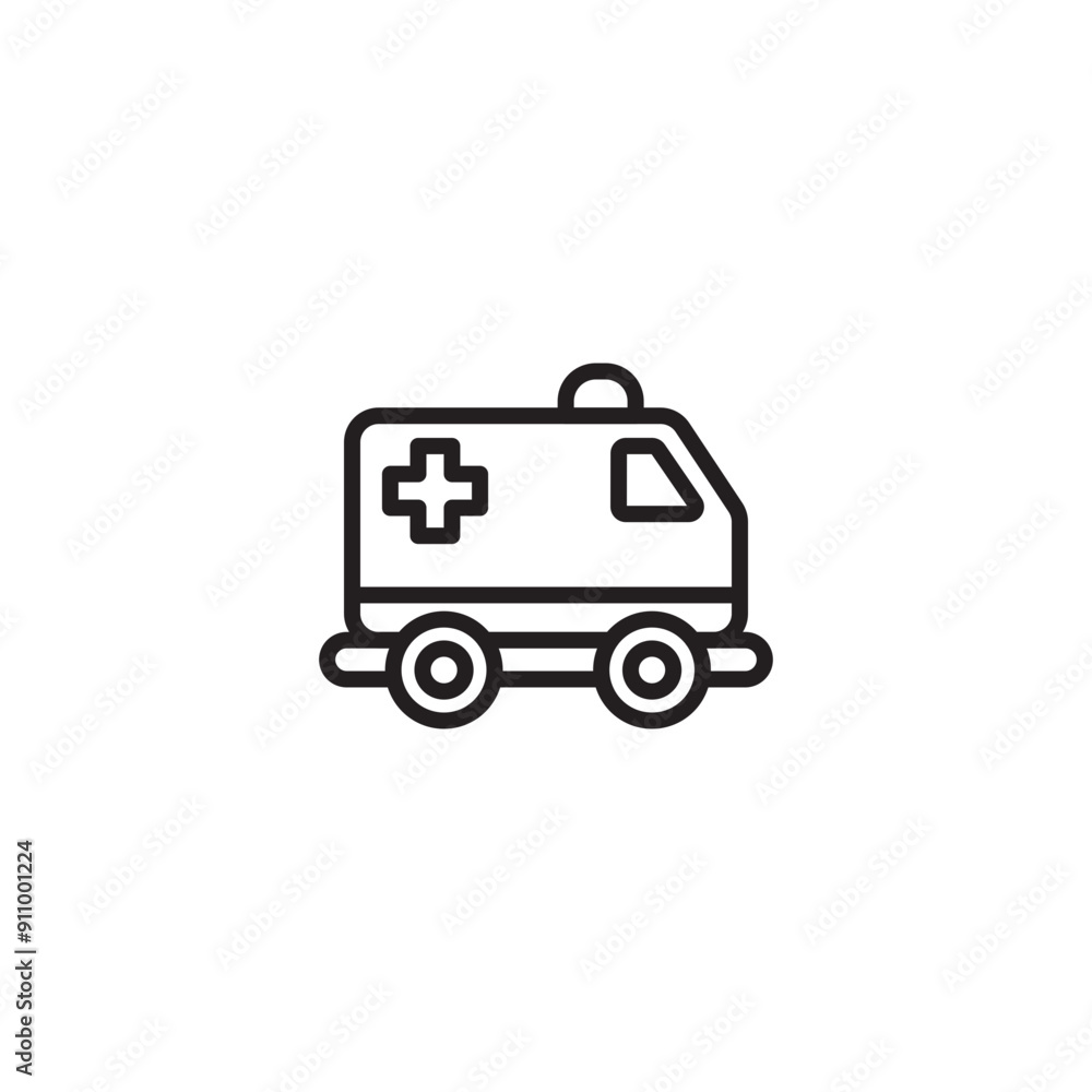 Ambulance Icon. Line Art Style Design Isolated On White Background. Editable icon. Ambulance Icon. Line Art Style Design Isolated On White Background. Editable icon.