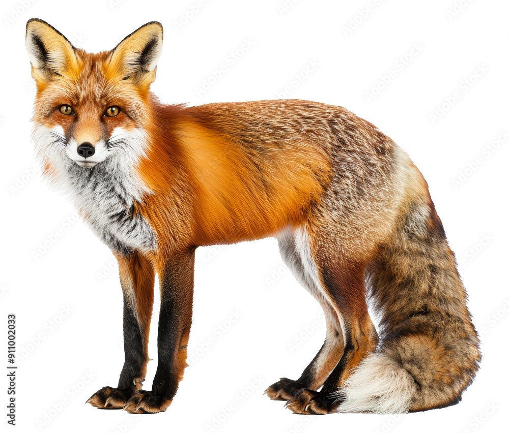 Fototapeta premium Forest wild fox isolated on transparent background