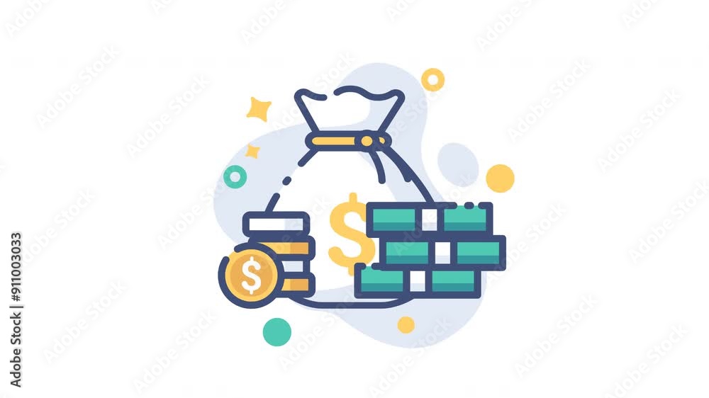 4K animation Money bag and coins animation, with transparent background, dollar currency animation 4K animation Money bag and coins animation, with transparent background, dollar currency animation
