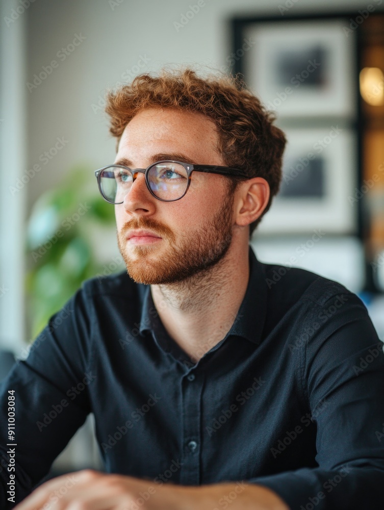 A person with glasses sitting at a table, possibly working or studying A person with glasses sitting at a table, possibly working or studying
